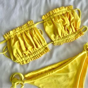 Yellow Strapless Bikini Set